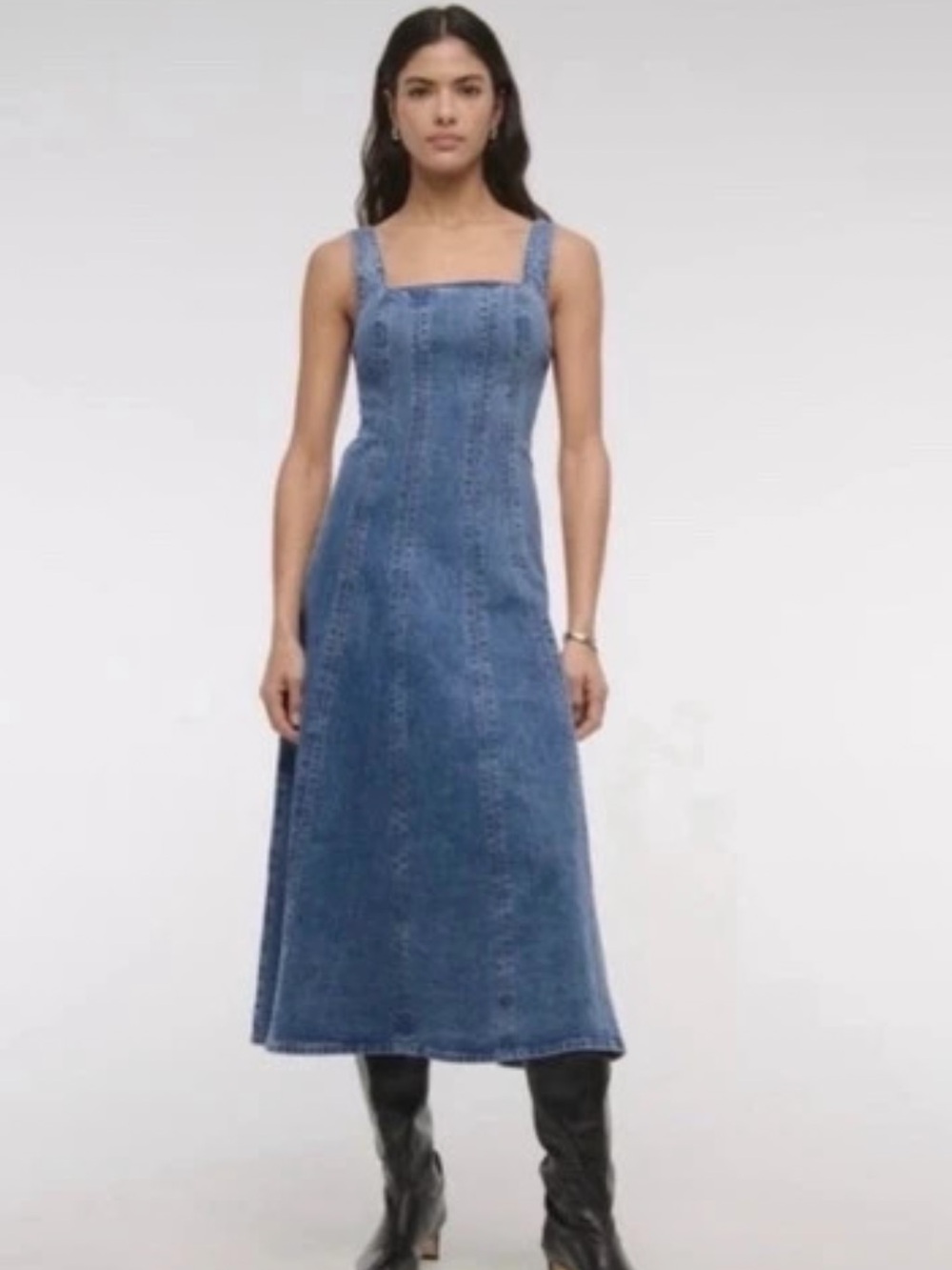 Abercrombie & Fitch Denim Midi Dress Sz XXL - Picture 4 of 4